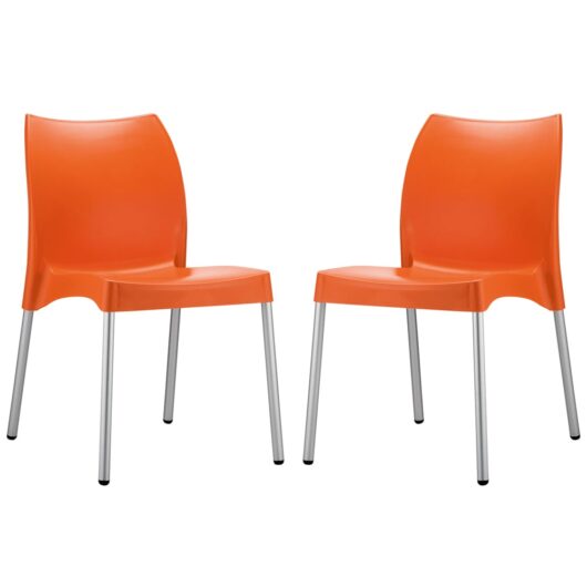 Vienna Orange Polypropylene Dining Chairs In Pair
