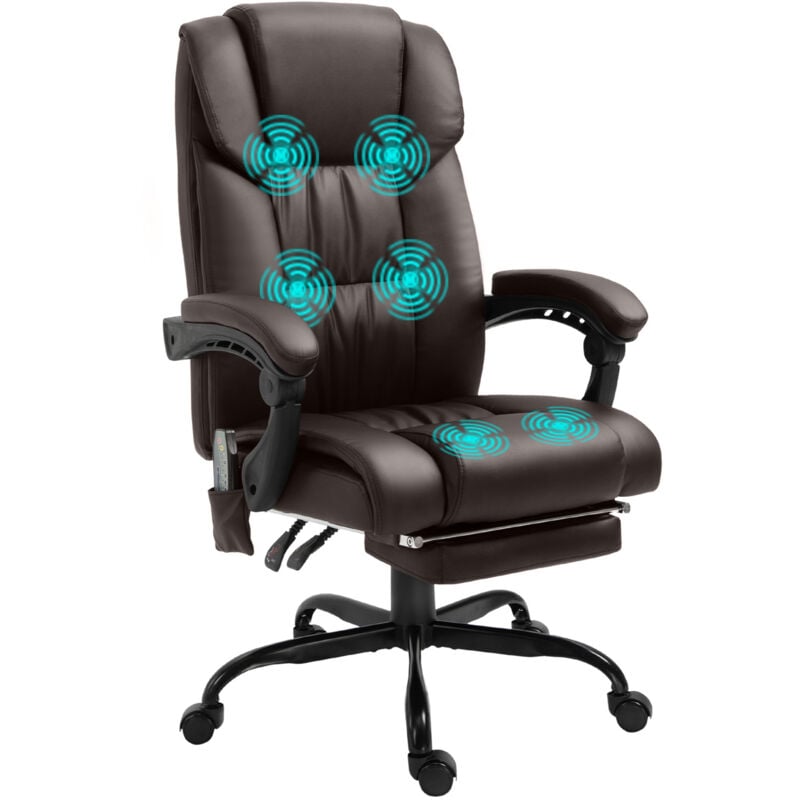Vinsetto - 6-Point pu Leather Massage Chair Electric Padded Angle Adjustable Remote Brown