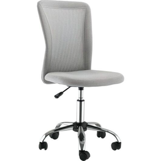 Vinsetto - Armless Office Chair Ergonomic Height Adjustable Mesh Back Wheel Grey