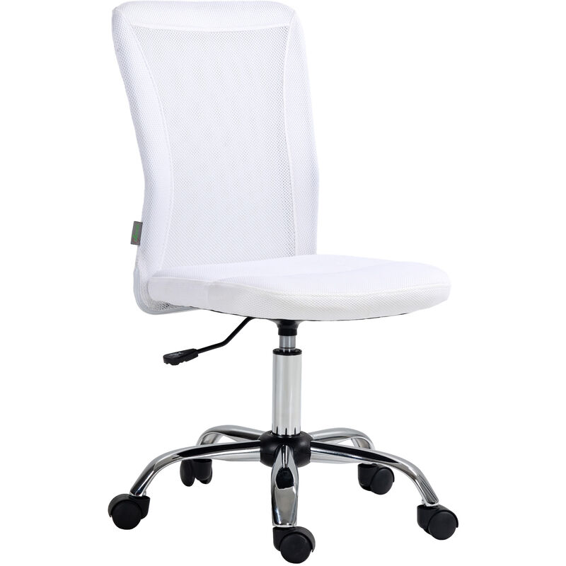 Vinsetto - Armless Office Chair Ergonomic Height Adjustable Mesh Back Wheel White