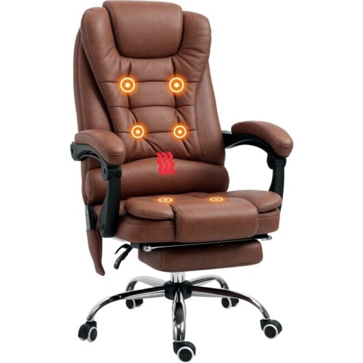 Vinsetto - Ergonomic Heated 6 Points Vibration Massage Office Chair Brown