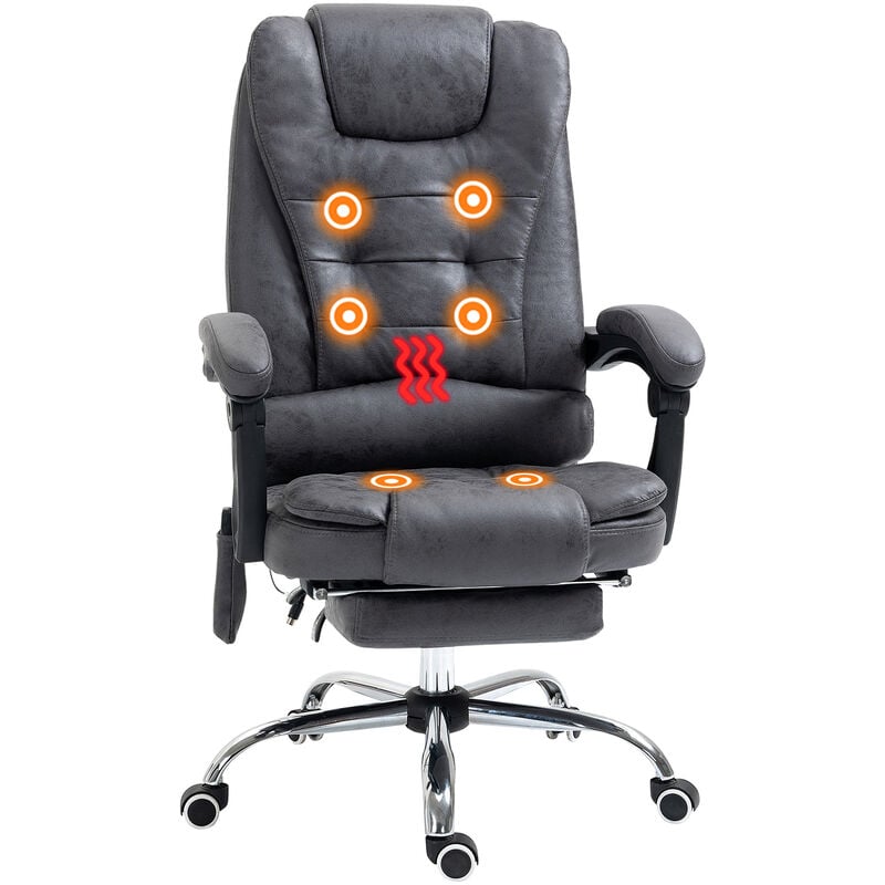 Vinsetto Ergonomic Heated 6 Points Vibration Massage Office Chair Dark Grey