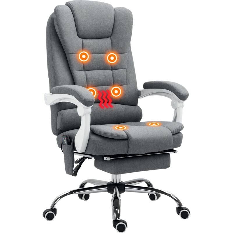 Vinsetto - Ergonomic Heated 6 Points Vibration Massage Office Chair Grey