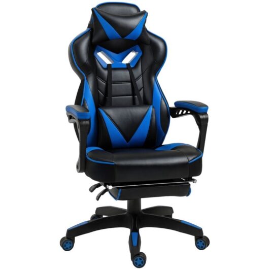 Vinsetto - Gaming Chair Ergonomic Reclining Manual Footrest Wheels Blue