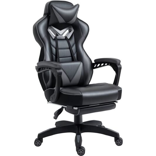 Vinsetto - Gaming Chair Ergonomic Reclining Manual Footrest Wheels Grey