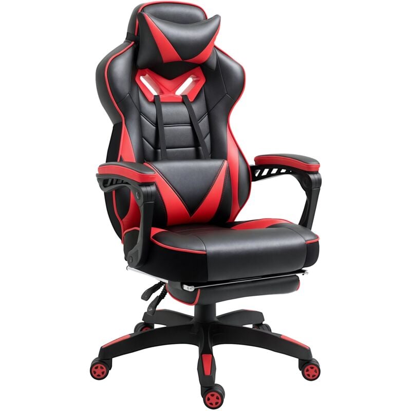Vinsetto - Gaming Chair Ergonomic Reclining Manual Footrest Wheels Red