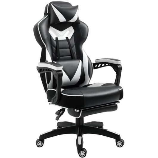 Vinsetto - Gaming Chair Ergonomic Reclining Manual Footrest Wheels White