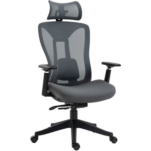 Vinsetto - Mesh Office Chair for Home with Lumbar Support, Sliding Seat, 3D Arm