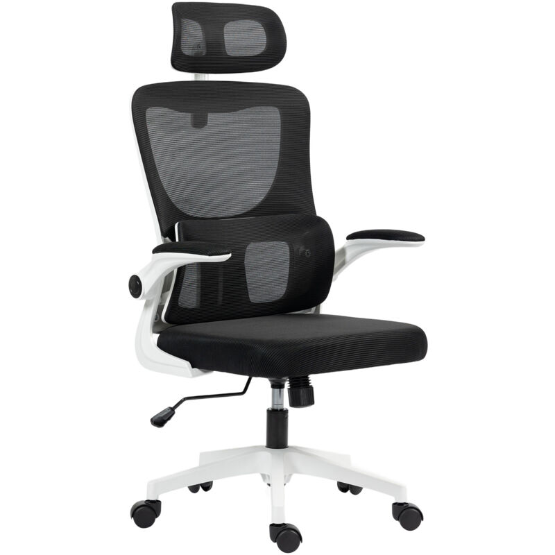 Vinsetto Mesh Office Chair with Adjustable Headrest, Lumbar Support, Black