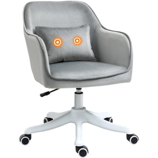 Vinsetto - Office Chair with Rechargeable Vibration Massage Lumbar Pillow, Wheels Grey