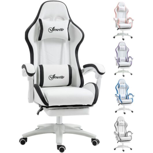 Vinsetto - Racing Style Gaming Chair with Reclining Function Footrest Black