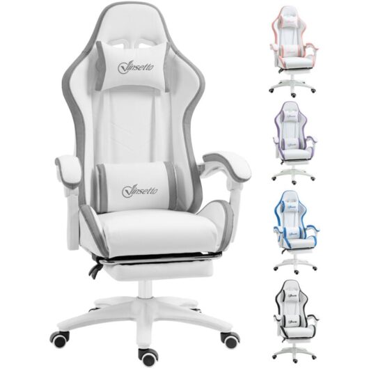 Vinsetto - Racing Style Gaming Chair with Reclining Function Footrest Grey