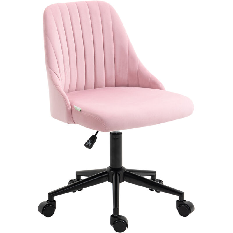 Vinsetto - Velvet Office Chair with Adjustable Height and Wheels, Pink
