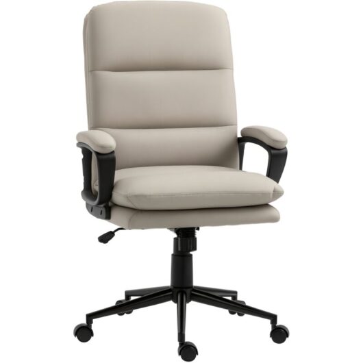 Vinsetto - pu Leather Office Chair for Home with Arm, Adjustable Height, Grey