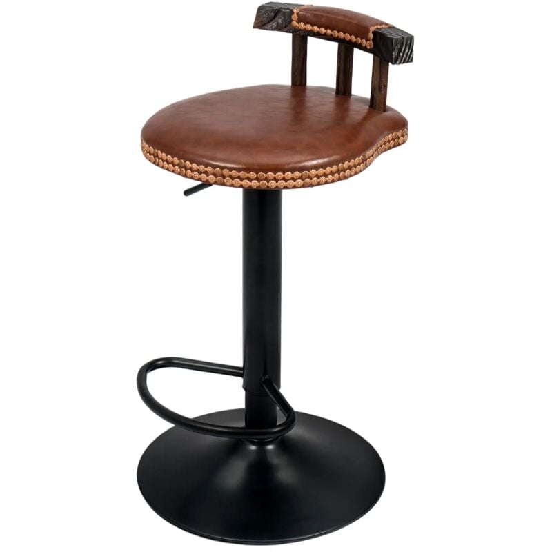 Vintage Bar Stools Adjustable Height Swivel Bar Chairs with High Legs Elegant Breakfast Stools for Kitchen Island Counter and Home Bars (Dark Brown,