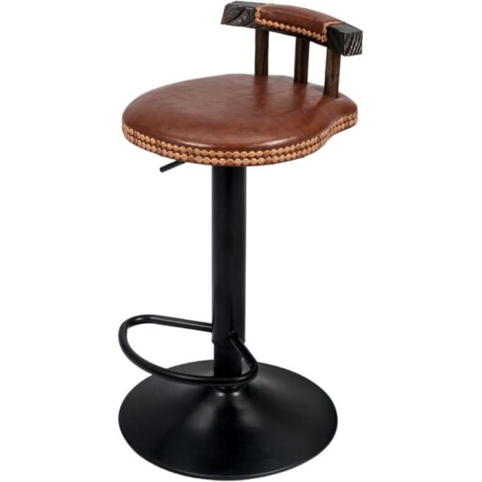 Vintage Bar Stools Adjustable Height Swivel Bar Chairs with High Legs Elegant Breakfast Stools for Kitchen Island Counter and Home Bars (Light Brown,