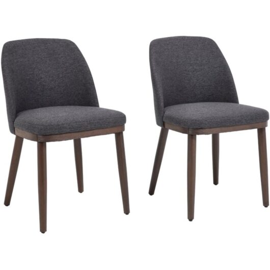 WAHSON Dining Chairs Set of 2 Linen Fabric Kitchen Chairs Vintage Simple Chairs with Wooden Legs Side Chairs for Living Room Restaurant, Black