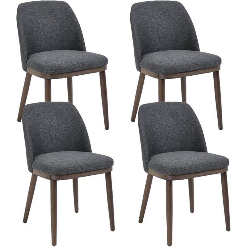 WAHSON Dining Chairs Set of 4 Linen Fabric Kitchen Chairs Vintage Simple Chairs with Wooden Legs Side Chairs for Living Room Restaurant, Black