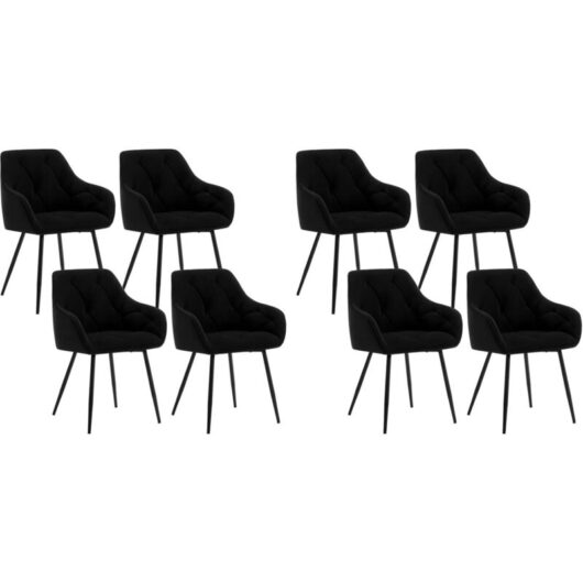 WOLTU 8x Dining Chairs Velvet and Metal Legs for Lounge, Office, Dressing Table - Black