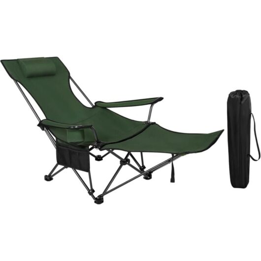 WOLTU Set of 1 Camping Chairs - Foldable, with Carry Bag - Folding chair, Fold up chair, Folding camping chair - Green