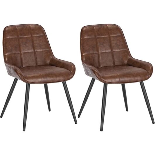 WOLTU Set of 2 Faux Leather Dining Chairs Metal Legs Reception Restaurant Chairs
