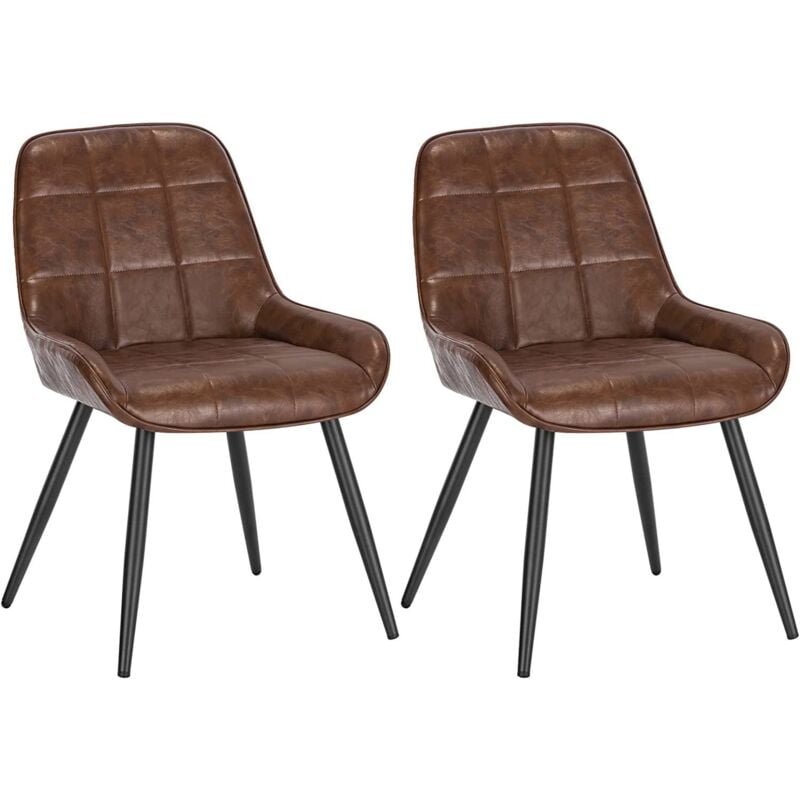 WOLTU Set of 2 Faux Leather Dining Chairs Metal Legs Reception Restaurant Chairs