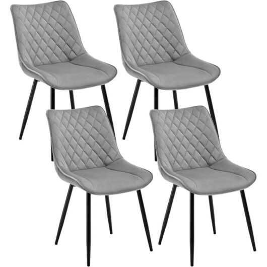 WOLTU Set of 4 Dining Chairs Velvet Office Kitchen Chair Living Home-Light Grey