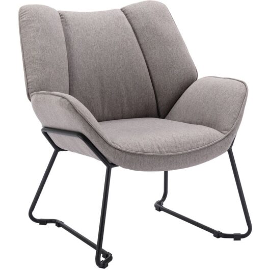 Wahson Office Chairs - Accent Chair Upholstered in Linen Modern Occasional Tub Chair with Black Legs Cocktail Lounge Armchair for Home Bedroom Living