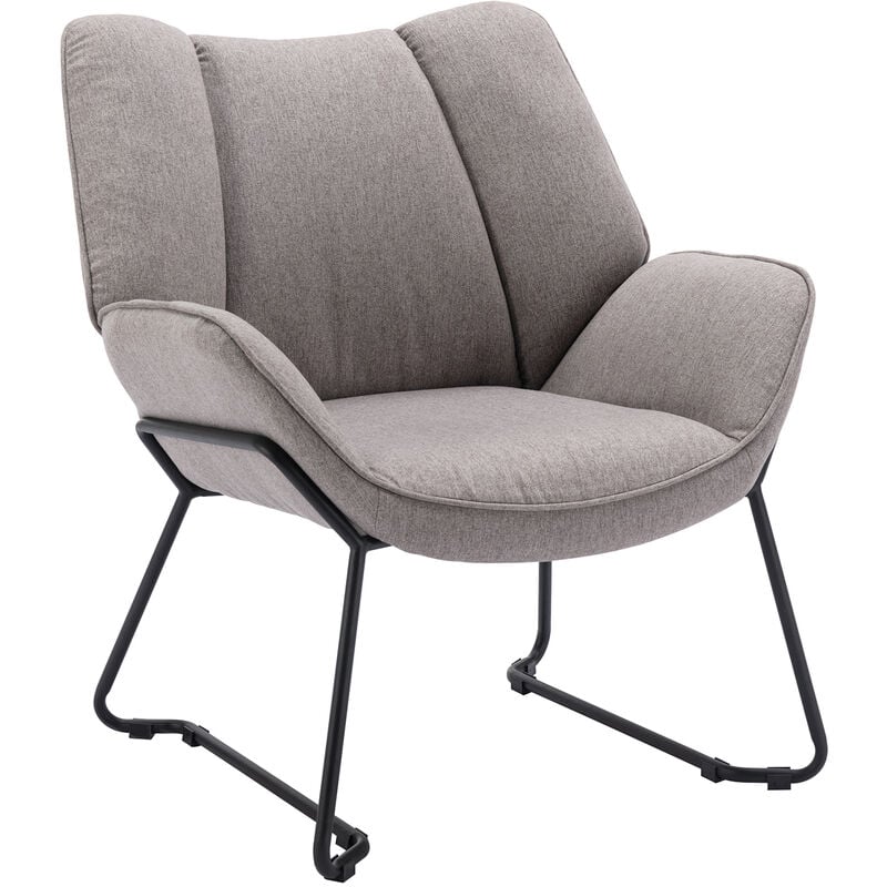 Wahson Office Chairs - Accent Chair Upholstered in Linen Modern Occasional Tub Chair with Black Legs Cocktail Lounge Armchair for Home Bedroom Living