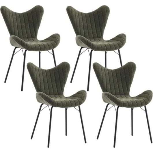 Wahson Office Chairs - Dining Chairs 4Pcs in Chenille Fabric Modern Kitchen Chairs with Stylish Designed Backrest for Living Room Restaurant Cafe,