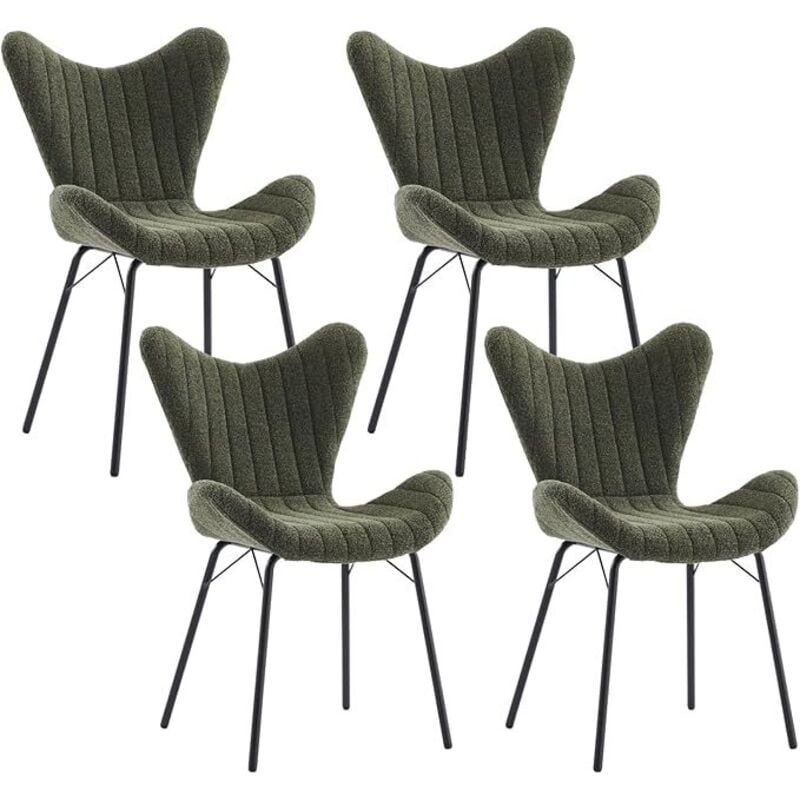 Wahson Office Chairs - Dining Chairs 4Pcs in Chenille Fabric Modern Kitchen Chairs with Stylish Designed Backrest for Living Room Restaurant Cafe,