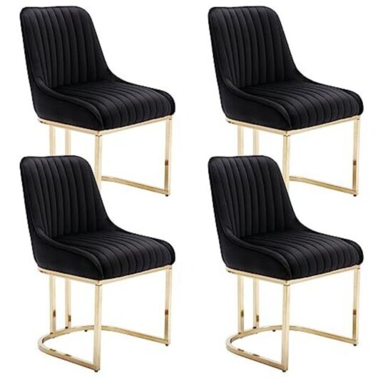 Wahson Office Chairs - Dining Chairs Set of 4 in Velvet Upholstered Kitchen Corner Chairs with Golden Metal Frame for Dining Living Room Restaurant,