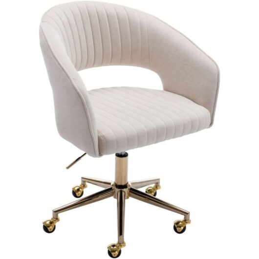 Wahson Office Chairs - Office Chair in Chenille Modern Swivel Desk Chair with Hollow Elegant Backrest Task Chair Height Adjustable for Home Office,