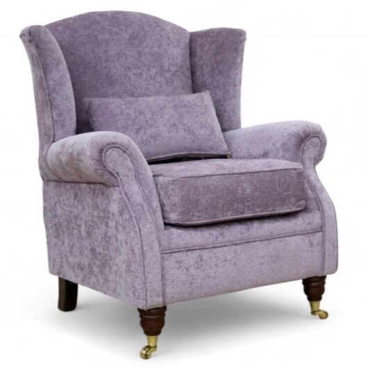 Wing Chair Fireside High Back Armchair Belvedere Lavender Fabric