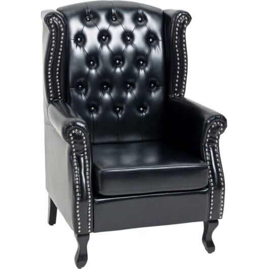 Wingback Armchair Chesterfield-style High Back Chair Tufted Accent Chair Black - Homcom