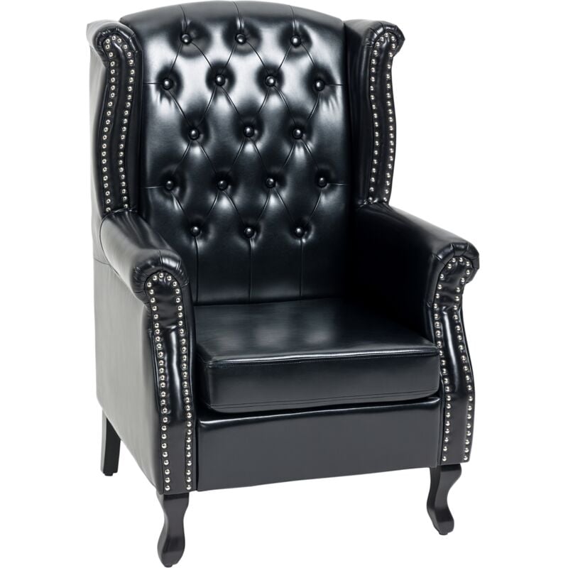 Wingback Armchair Chesterfield-style High Back Chair Tufted Accent Chair Black - Homcom