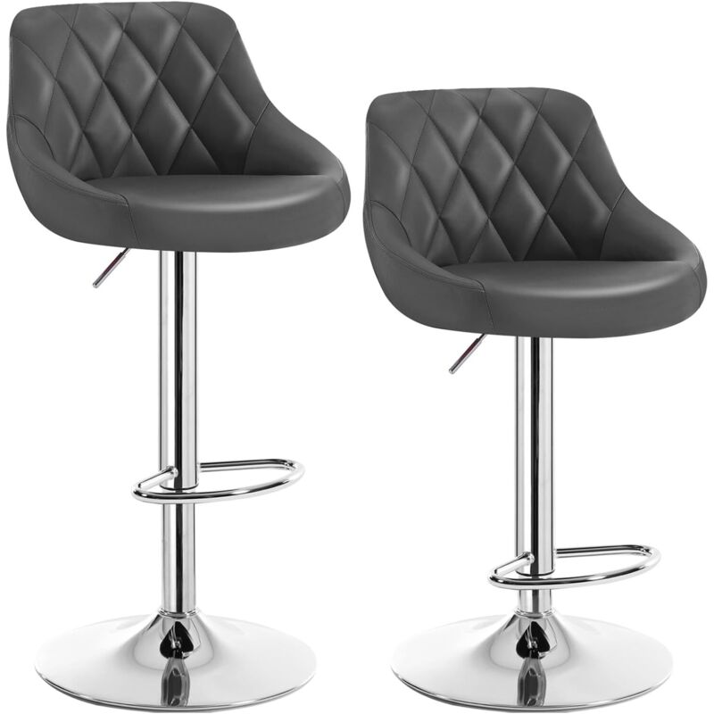 Woltu - 2 pcs bar stools chairs Breakfast Dining stools chairs for Kitchen Adjustable Grey