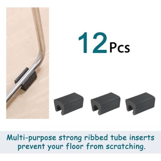 12 round chair leg glides, table leg caps, rectangular furniture glides, black (suitable for 10 mm tubes)