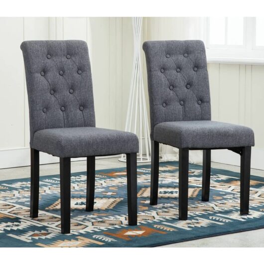2 x Linded Fabric Dining Chairs, Solid Wooden Legs home & restaurants grey