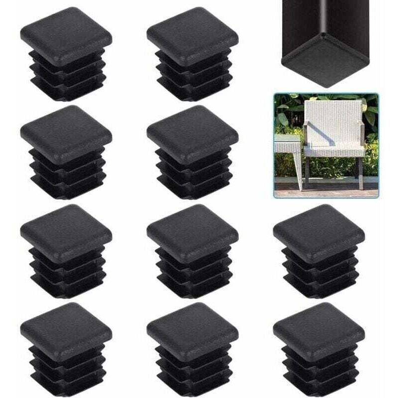20 pieces 20mm square tube end caps, black plastic square tube end caps, square fin end caps, solid chair leg end caps, chair tube end caps, table