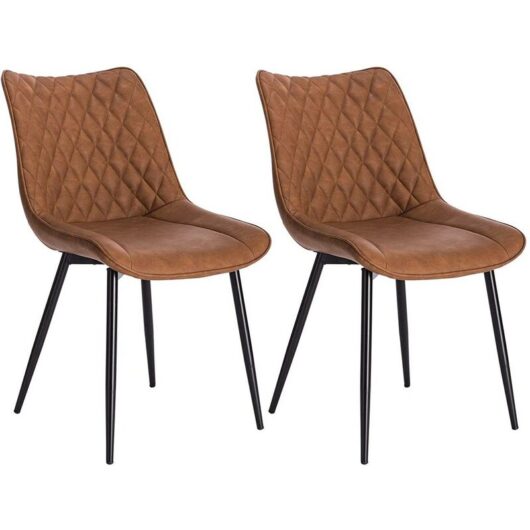 2pcs dining chairs Kitchen Counter chairs Lounge Leisure Living Room Light Brown - Woltu