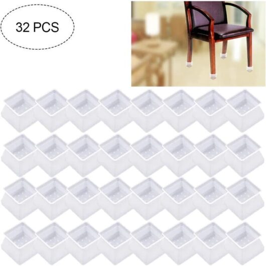 32-Piece Silicone Furniture Protectors, Chair Leg Caps, Rectangle Silicone Pads, Furniture Table Leg Covers, Leg Protectors for Chair Legs, Table