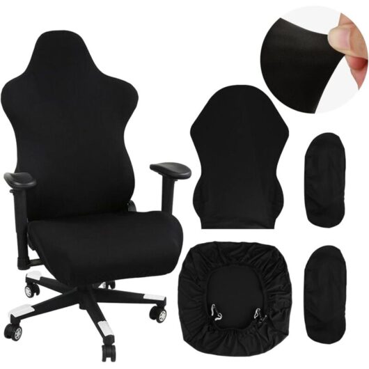 4-Piece Gaming Chair Cover Set, Black, Stretchable, Removable, Washable with Armrests, Gaming Chair Covers for Computer Chairs, Gaming Chairs, Swivel