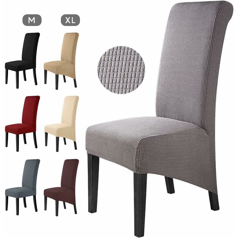 4-Piece Jacquard Dining Chair Covers, Stretch Removable Washable Universal Chair Slipcovers, Chair Protectors for Weddings, Kitchens, Banquets