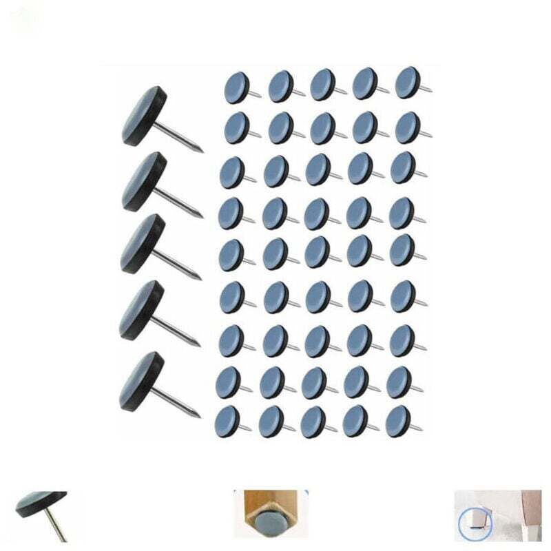 50 Pieces Teflon Chair Glides with Nails, 19mm Round Teflon Furniture Glides, Chair Glides with Nails, Felt Chair Glides for Chairs, Sofas, Offices,