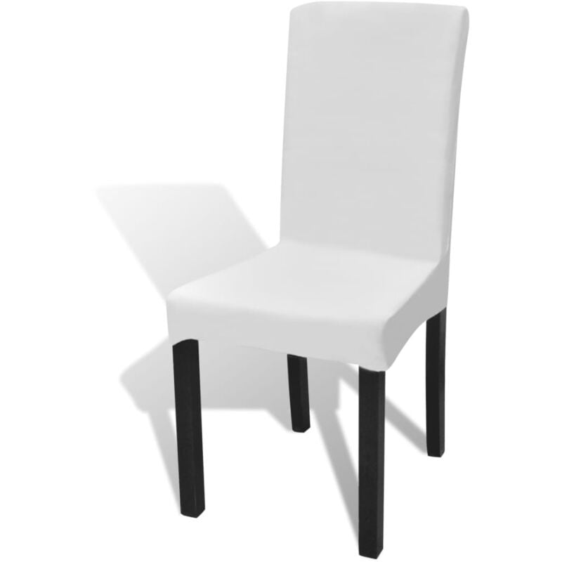 6 pcs White Straight Stretchable Chair Cover Vidaxl