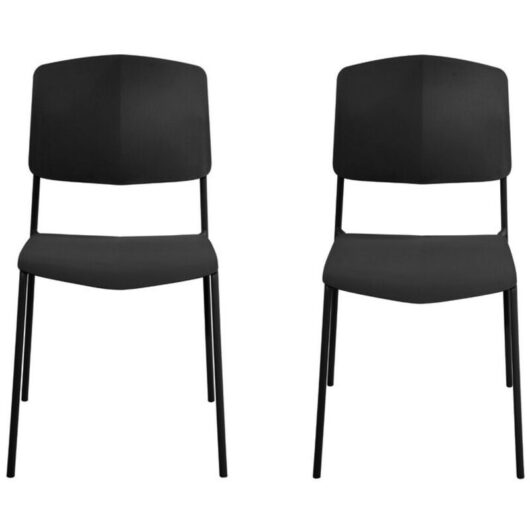 Academy Kitchen Chairs (Set of 2) - Plastic/Metal - L49.5 x W45.5 x H83.5 cm - Black - Flat Packed