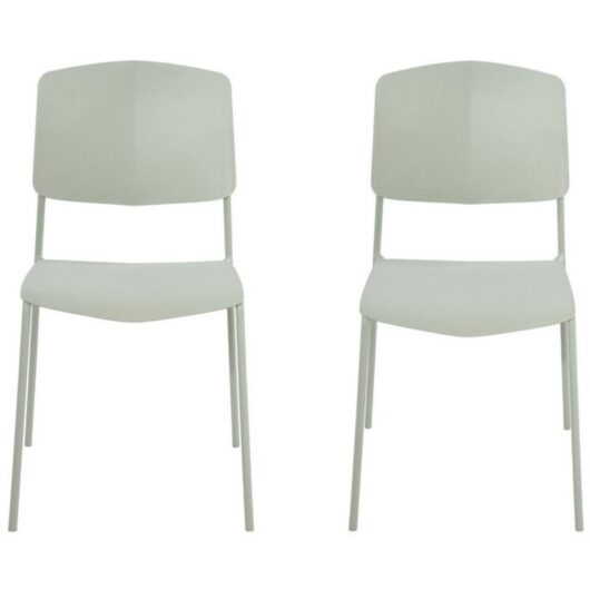 Academy Kitchen Chairs (Set of 2) - Plastic/Metal - L49.5 x W45.5 x H83.5 cm - Light Green - Flat Packed