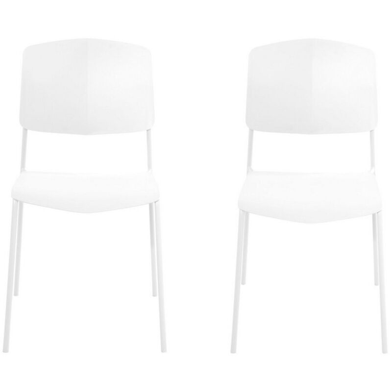 Academy Kitchen Chairs (Set of 2) - Plastic/Metal - L49.5 x W45.5 x H83.5 cm - White - Flat Packed