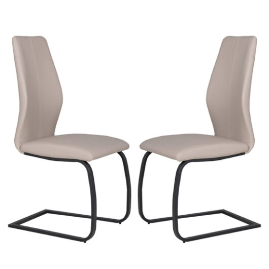 Adoncia Taupe Faux Leather Dining Chairs In Pair